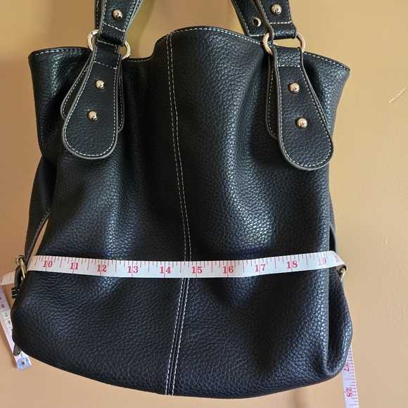 B. Lush Black Shoulder Bag With Rivet Accents - Picture 6 of 9